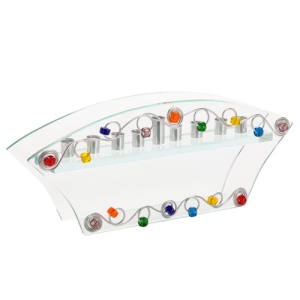Personalized Curved Glass Menorah by Jillery